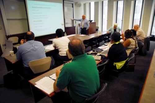 Former principal Ken Lombardi conducts a workshop at CSA's Executive Leadership Institute.