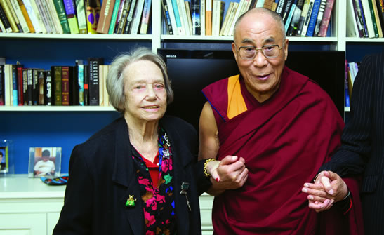 (L-R) Peggy Ogden & His Holiness the 14th Dalai Lama 