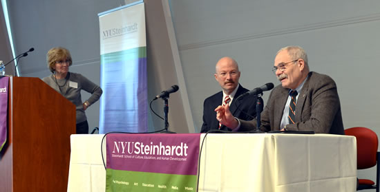 (L-R) Moderator, Sharon Weinberg, and Panelists Howard Wainer and George Noelle 