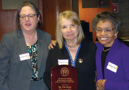 (L-R) Dean Mary Driscoll, CCNY, Dr. Pola Rosen, Dr. Joyce Coppin, President of Alumni Association, CCNY  